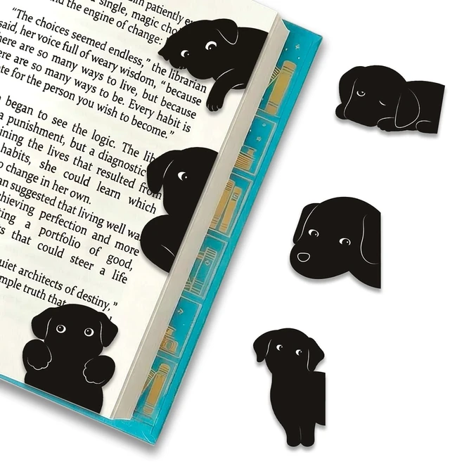 Main image of Magnetic Dog Bookmarks 6Pcs Cute Black Labrador Puppy Book Markers for Dog Lovers - Dog Mom Gifts for Women - Bookish Gifts for Book Lovers - Page Markers for Reading Journal Planner
