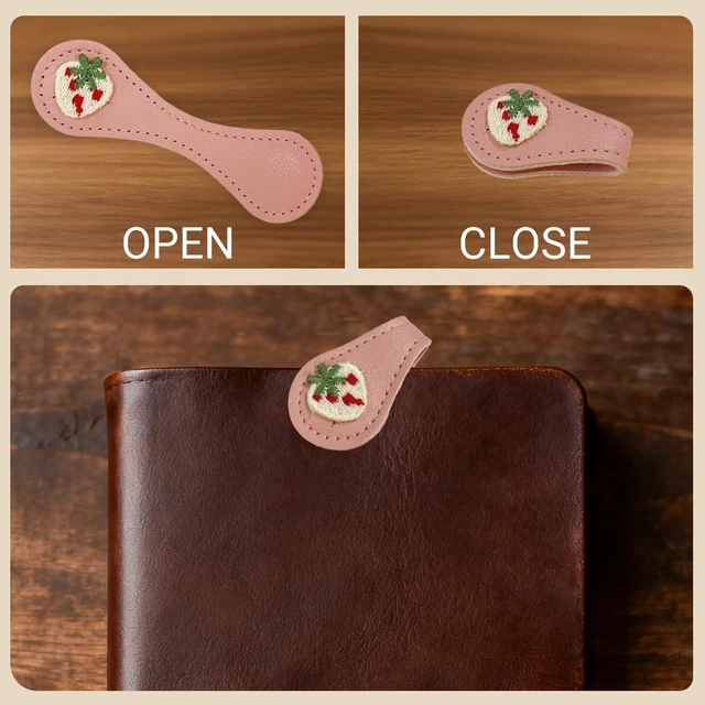 Alt view image 3 of 7 - Frayot 2Pcs Leather Magnetic Bookmarks, Embroidery Page Markers for Reading | Vintage Embroidery Design with Unique Exquisite Patterns, Leather Page Markers, For Book Lovers Accessories,Beige Pink