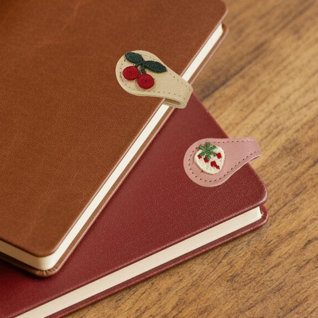 Alt view image 7 of 7 - Frayot 2Pcs Leather Magnetic Bookmarks, Embroidery Page Markers for Reading | Vintage Embroidery Design with Unique Exquisite Patterns, Leather Page Markers, For Book Lovers Accessories,Beige Pink