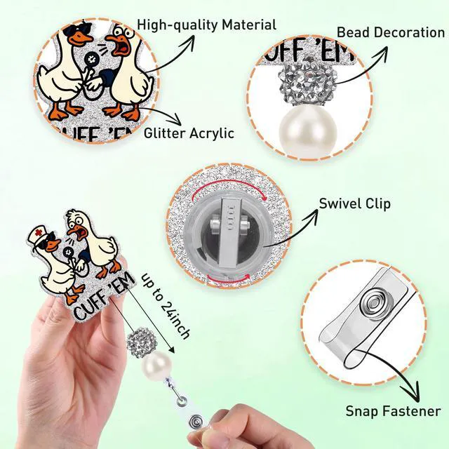 Alt view image 2 of 7 - Koazava Silly Goose Bagde Reel for Nurse, Funny Badge Reel with Retractable Clip, Cute ID Name Tag Badges Holder for Nursing Students Teachers Doctor RN CNA LPN Gifts