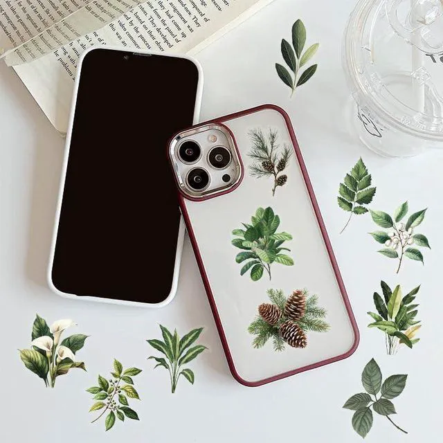 Alt view image 5 of 7 - Green Leaf Plants Aesthetic Scrapbook Waterproof Transparent Stickers 50PCS | Nature Leaves Flowers Stickers Pack for Water Bottle, Laptop, Journal, Vases Decorative, Floral Decals for Kids Teens Adul