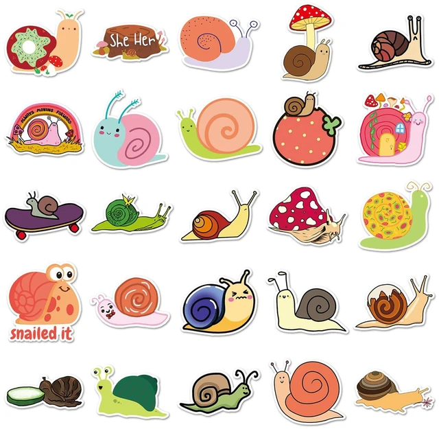 Alt view image 4 of 7 - 50pcs Cute Snail Stickers Pack, Colorful Animal Waterproof Stickers,Vinyl Cute Aesthetic Sticker for Water Bottle,Laptop,Phone,Skateboard,Sticker for Teens Girls Kids