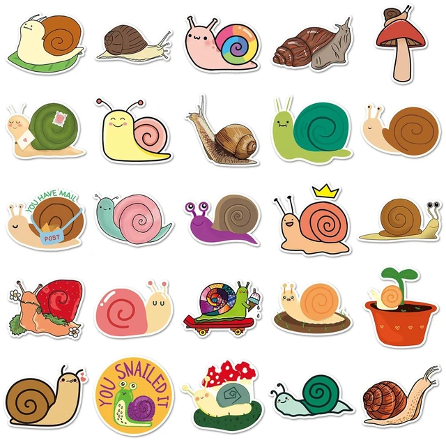 Alt view image 5 of 7 - 50pcs Cute Snail Stickers Pack, Colorful Animal Waterproof Stickers,Vinyl Cute Aesthetic Sticker for Water Bottle,Laptop,Phone,Skateboard,Sticker for Teens Girls Kids