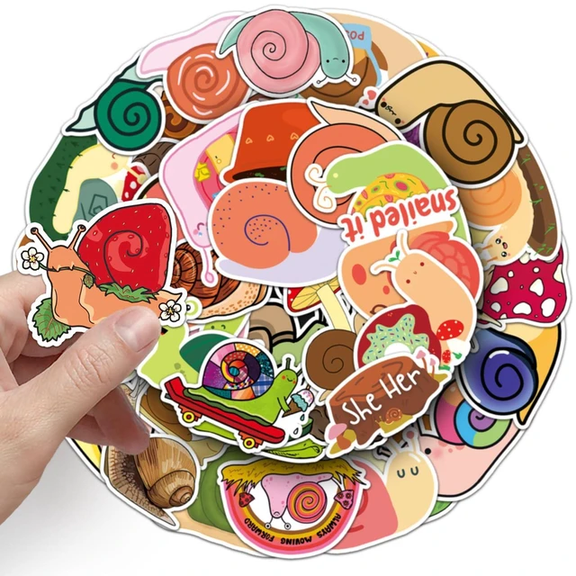 Alt view image 6 of 7 - 50pcs Cute Snail Stickers Pack, Colorful Animal Waterproof Stickers,Vinyl Cute Aesthetic Sticker for Water Bottle,Laptop,Phone,Skateboard,Sticker for Teens Girls Kids