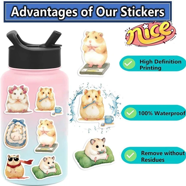 Alt view image 2 of 7 - Cute Hamster Stickers 50Pcs Funny Cartoon Hello Hamster Pets Animals Vinyl Sticker for Laptops Kids Boys Girls Decorative Phone Guitar Helmet Scrapbook Graffiti Label Decals