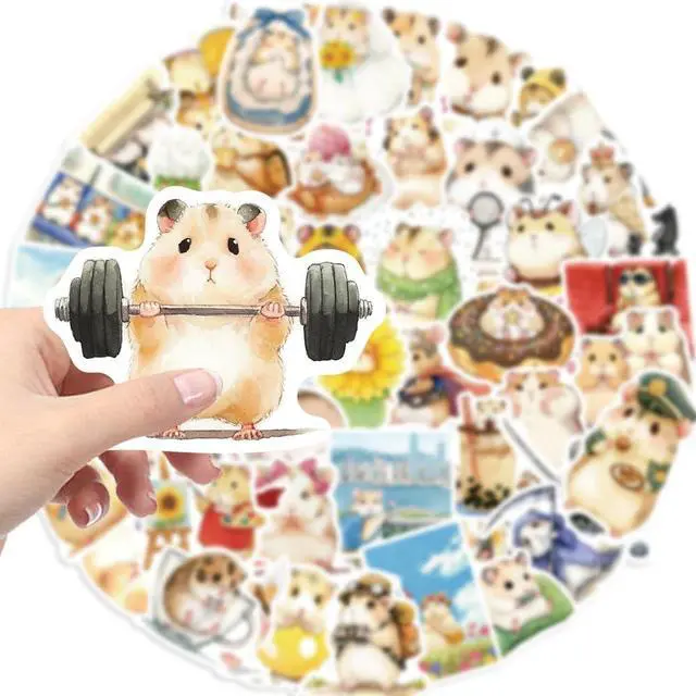 Alt view image 6 of 7 - Cute Hamster Stickers 50Pcs Funny Cartoon Hello Hamster Pets Animals Vinyl Sticker for Laptops Kids Boys Girls Decorative Phone Guitar Helmet Scrapbook Graffiti Label Decals