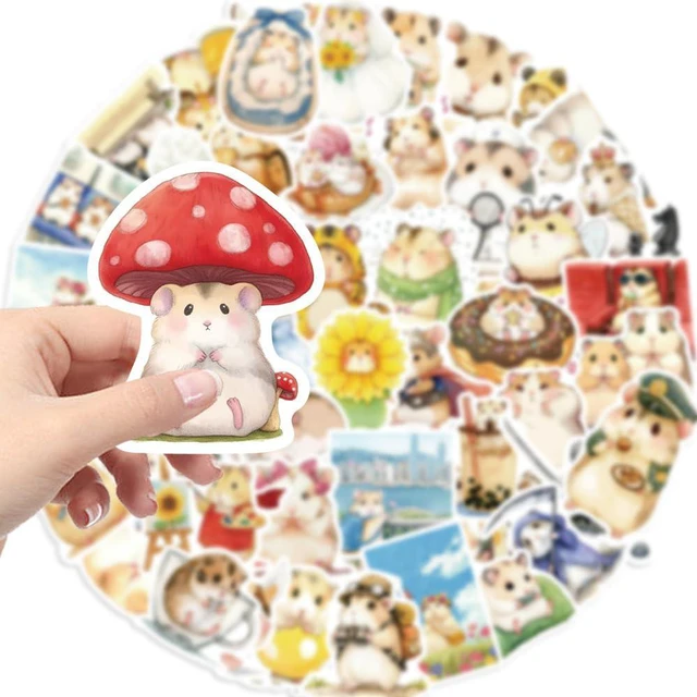 Alt view image 7 of 7 - Cute Hamster Stickers 50Pcs Funny Cartoon Hello Hamster Pets Animals Vinyl Sticker for Laptops Kids Boys Girls Decorative Phone Guitar Helmet Scrapbook Graffiti Label Decals