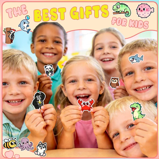 Alt view image 2 of 7 - 110Pcs Animal Stickers for Kids, Cute Waterproof Vinyl Animal Stickers | Animal Stickers for Water Bottle Laptop Luggage Helmet, Kawaii Animal Party Favors