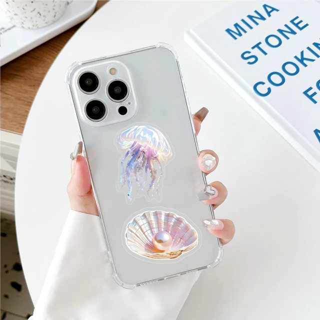 Alt view image 4 of 6 - 50pcs Sea Shell Stickers Aesthetic PET Conch Stickers Clamshell Pearls Decal Waterproof Decorative Decals for Scrapbook DIY Crafts Album Bullet Journal Planner Water Bottles Laptop Phone(Colours-B8)