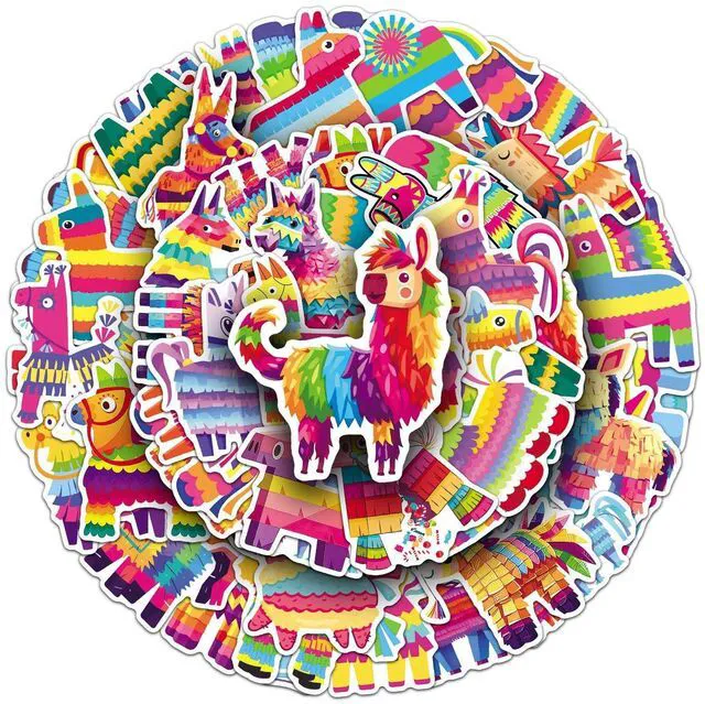 Main image of 50Pcs Pinata Stickers, Waterproof Vinyl Colorful Party Decals for Laptop, Phone, Skateboard, Luggage - Decorative Stickers for Kids, Boys, Girls, Adults (Perfect for Holidays & Birthdays)
