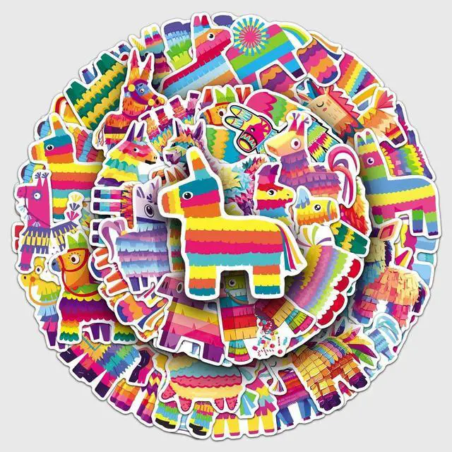 Alt view image 2 of 7 - 50Pcs Pinata Stickers, Waterproof Vinyl Colorful Party Decals for Laptop, Phone, Skateboard, Luggage - Decorative Stickers for Kids, Boys, Girls, Adults (Perfect for Holidays & Birthdays)