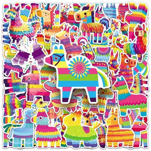 Alt view image 3 of 7 - 50Pcs Pinata Stickers, Waterproof Vinyl Colorful Party Decals for Laptop, Phone, Skateboard, Luggage - Decorative Stickers for Kids, Boys, Girls, Adults (Perfect for Holidays & Birthdays)