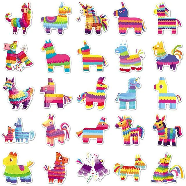 Alt view image 7 of 7 - 50Pcs Pinata Stickers, Waterproof Vinyl Colorful Party Decals for Laptop, Phone, Skateboard, Luggage - Decorative Stickers for Kids, Boys, Girls, Adults (Perfect for Holidays & Birthdays)