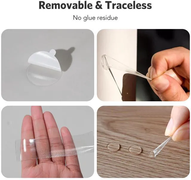 Alt view image 6 of 7 - Double Sided Tape for Walls, 220 Pcs Clear Sticky Tack Dots with Tear Tabs | Removable Mounting Putty Adhesive Strips No Damage Trace for Hanging Picture Poster Decorations Art Craft Party Supplies