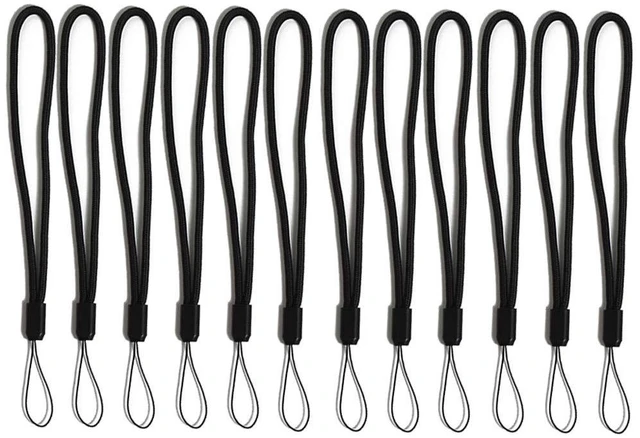 Alt view image 4 of 7 - AMUU 12 Pcs Wrist Lanyards Black Short Small Hand Strap Lightweight | Lanyard for Pen,Umbrella,USB,Keys,Keychains,Water Cup,Water bottle
