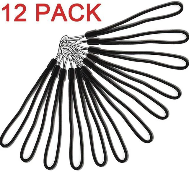 Alt view image 5 of 7 - AMUU 12 Pcs Wrist Lanyards Black Short Small Hand Strap Lightweight | Lanyard for Pen,Umbrella,USB,Keys,Keychains,Water Cup,Water bottle