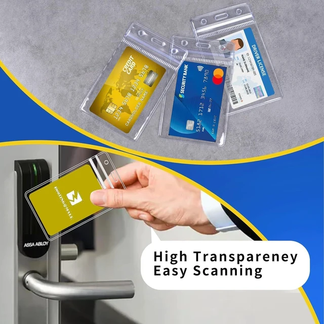 Alt view image 5 of 7 - 3 Pack Waterproof Vertical ID Badge Holder Vertical Clear PVC Name Holder Tags with Badge Clip Straps (Clips ID Badge Holder, 3 Pack -)