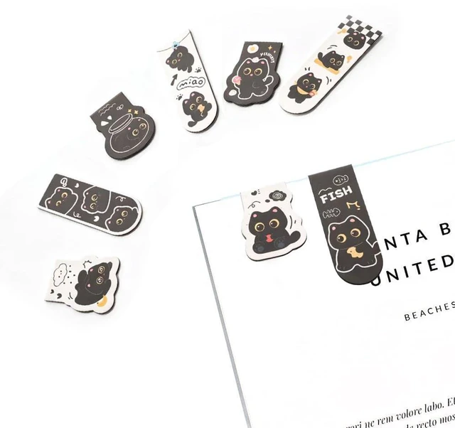 Alt view image 4 of 4 - Magnetic Bookmarks-8 Pack Black Page Clips, Cute Book Marks for Book Accessories for Reading Lovers(Black Cat)
