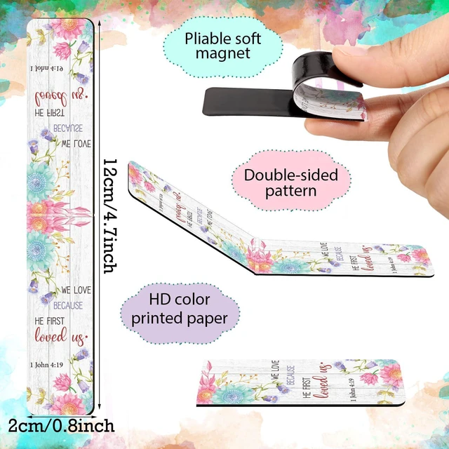 Alt view image 2 of 7 - Chinco 30 Pcs Magnetic Christian Bookmarks - Bible Verse Inspirational Scripture Page Clips, Religious Prayer Bookmarks for Women, Kids, Teachers, Church Supplies & School Gifts(Flower)