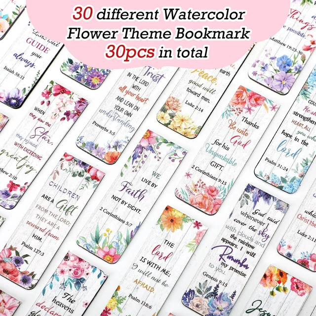 Alt view image 3 of 7 - Chinco 30 Pcs Magnetic Christian Bookmarks - Bible Verse Inspirational Scripture Page Clips, Religious Prayer Bookmarks for Women, Kids, Teachers, Church Supplies & School Gifts(Flower)