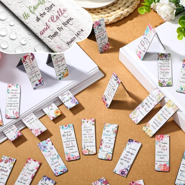 Alt view image 5 of 7 - Chinco 30 Pcs Magnetic Christian Bookmarks - Bible Verse Inspirational Scripture Page Clips, Religious Prayer Bookmarks for Women, Kids, Teachers, Church Supplies & School Gifts(Flower)