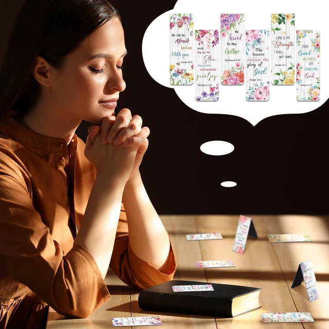 Alt view image 6 of 7 - Chinco 30 Pcs Magnetic Christian Bookmarks - Bible Verse Inspirational Scripture Page Clips, Religious Prayer Bookmarks for Women, Kids, Teachers, Church Supplies & School Gifts(Flower)