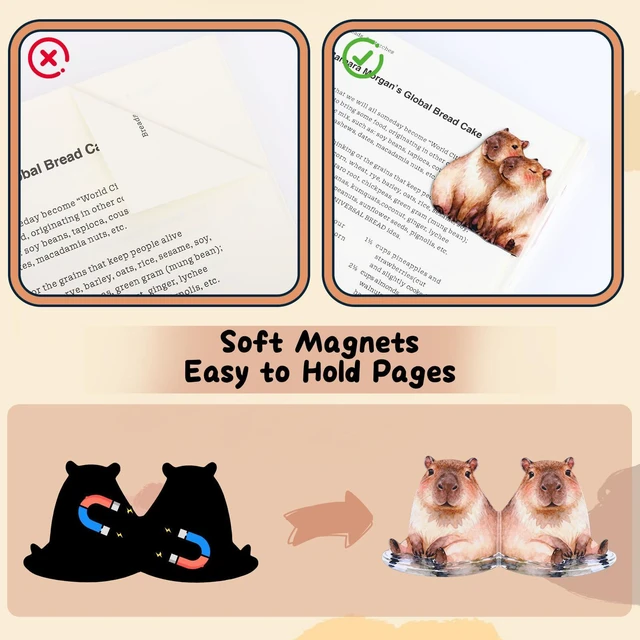 Alt view image 3 of 7 - 10Pcs Magnetic Bookmarks, Cute Hydrochoerus hydrochaeris Clips for Reading | 10 Cute Designs, Magnetic Hold, Office Reading Accessories, Page Clips for Book Lovers, Reader, Women, Students