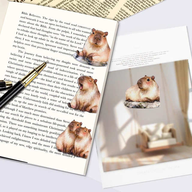 Alt view image 4 of 7 - 10Pcs Magnetic Bookmarks, Cute Hydrochoerus hydrochaeris Clips for Reading | 10 Cute Designs, Magnetic Hold, Office Reading Accessories, Page Clips for Book Lovers, Reader, Women, Students