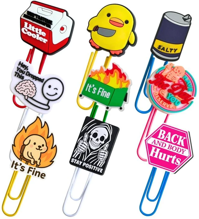 Main image of 9PC Fun Paperclips Funny Paper Clips Binder Bookmarks Holder Cute Cool Cute Decorative Weird Kawaii Novelty Colorful Unique Office Supply Work Supplies for Adults Teachers Coworkers Accessories Gifts