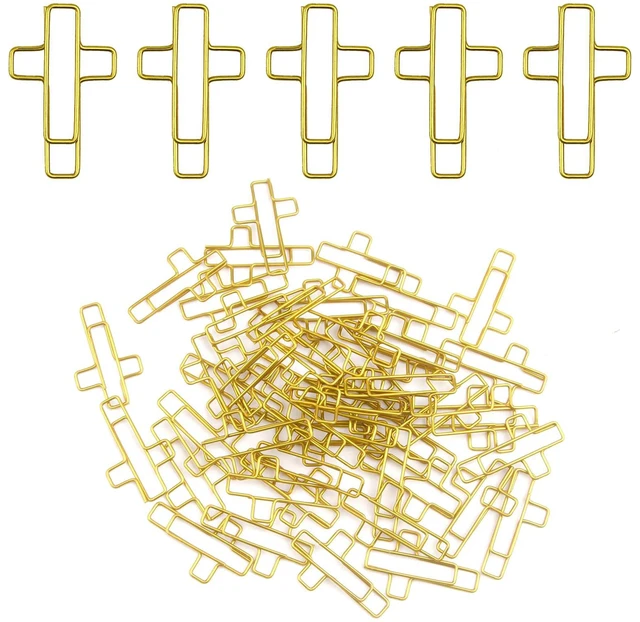 Main image of 50 PCS Gold Cross Paper Clips Bible Paper Clips - Versatile Bible Study Supplies for Christian Office and Home, Also Great as Journaling Papers Clip and Bookmarks