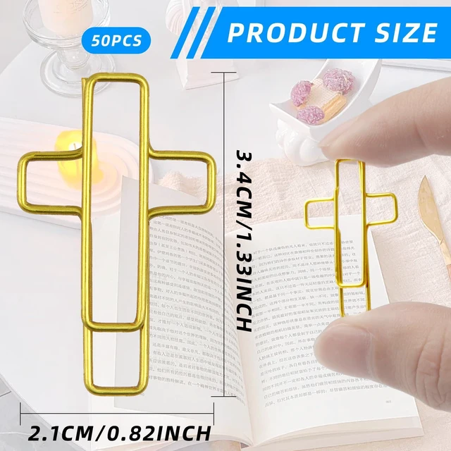 Alt view image 2 of 6 - 50 PCS Gold Cross Paper Clips Bible Paper Clips - Versatile Bible Study Supplies for Christian Office and Home, Also Great as Journaling Papers Clip and Bookmarks