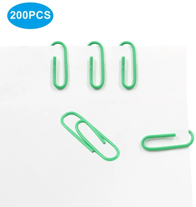 Alt view image 2 of 5 - Green Paper Clips, 200 Pack, 1.1" (28mm) | Vinyl Coated Metal, Small Size, For School Home Office Organizing