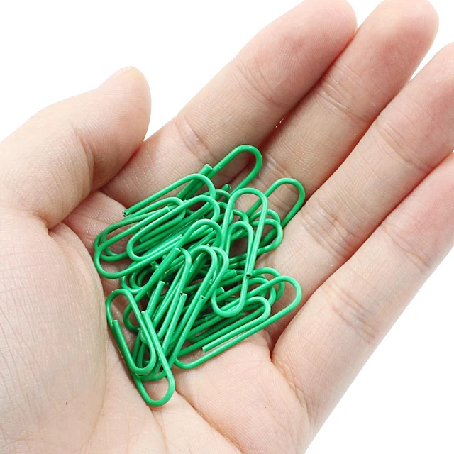 Alt view image 3 of 5 - Green Paper Clips, 200 Pack, 1.1" (28mm) | Vinyl Coated Metal, Small Size, For School Home Office Organizing