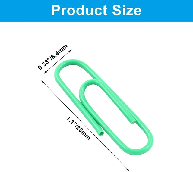 Alt view image 5 of 5 - Green Paper Clips, 200 Pack, 1.1" (28mm) | Vinyl Coated Metal, Small Size, For School Home Office Organizing