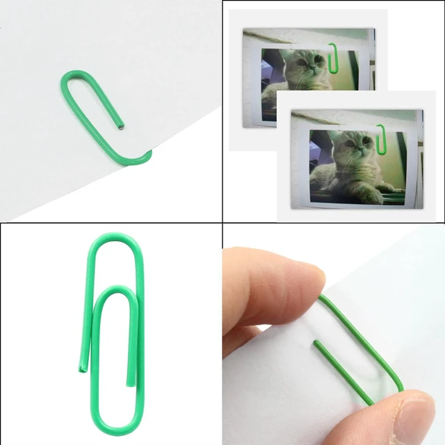 Alt view image 4 of 5 - Green Paper Clips, 200 Pack, 1.1" (28mm) | Vinyl Coated Metal, Small Size, For School Home Office Organizing