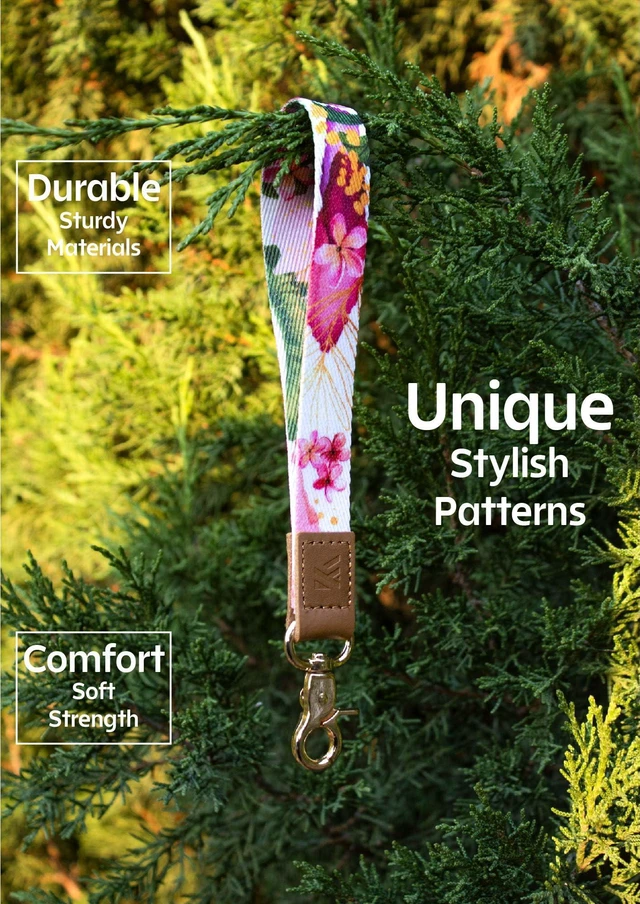 Alt view image 2 of 6 - Wristlet keychain, Wrist lanyard, Wristlet strap for Car Keys with Durable Leather Metal Key Rings, Cute Cool Design for Women Men, Car key, ID Badge, Phone Case, Office, Wallet, Card Holder, Name Tag