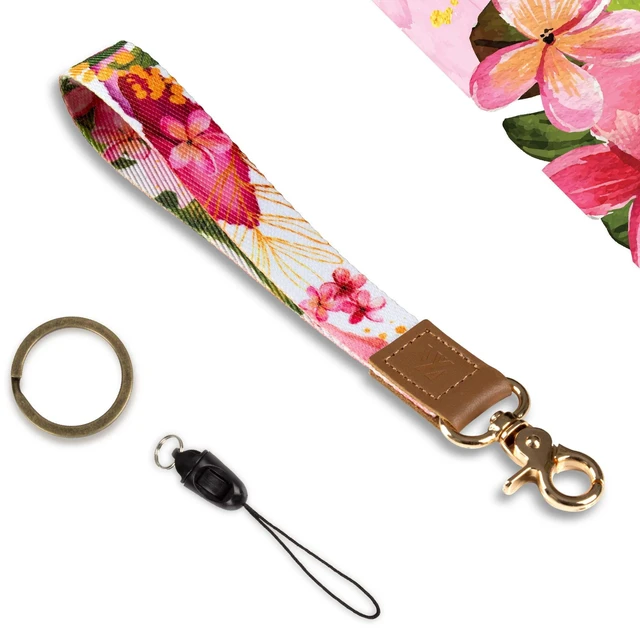 Main image of Wristlet keychain, Wrist lanyard, Wristlet strap for Car Keys with Durable Leather Metal Key Rings, Cute Cool Design for Women Men, Car key, ID Badge, Phone Case, Office, Wallet, Card Holder, Name Tag