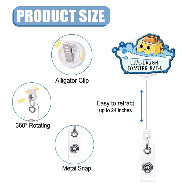 Alt view image 2 of 6 - Retractable Badge Holder with ID Clip - Acrylic Badge Accessory for Nurses, Office Workers, Teachers & Students
