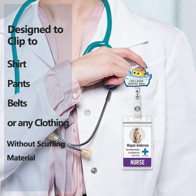 Alt view image 3 of 6 - Retractable Badge Holder with ID Clip - Acrylic Badge Accessory for Nurses, Office Workers, Teachers & Students