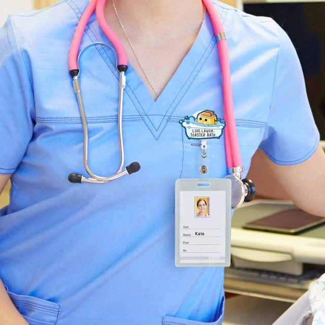 Alt view image 5 of 6 - Retractable Badge Holder with ID Clip - Acrylic Badge Accessory for Nurses, Office Workers, Teachers & Students