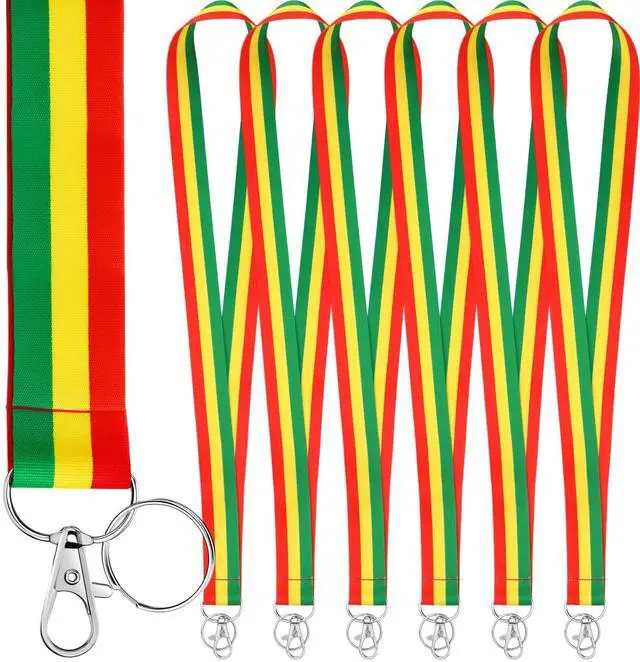 Main image of Feifeiya 6 Pcs Juneteenth Lanyard Keychains Gifts Freedom Day Patriotic Party Favors 1865 June for African American Office(Red,Yellow,Green)