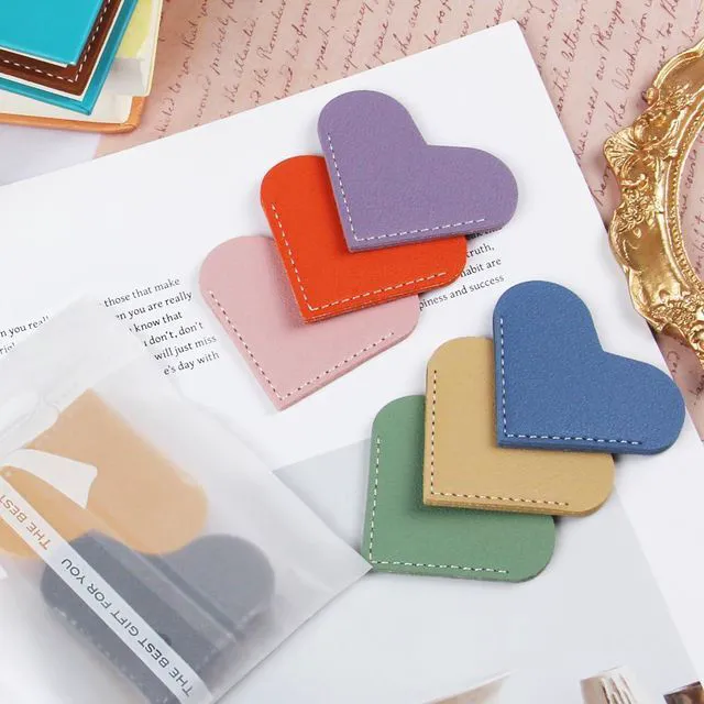 Alt view image 5 of 7 - Leather Heart Bookmarks - Kinsound 6 Pieces Cute Corner Page Book Marks for Teachers Students Book Reading Lovers, for School Office Home Supplies (Heart6pcs)