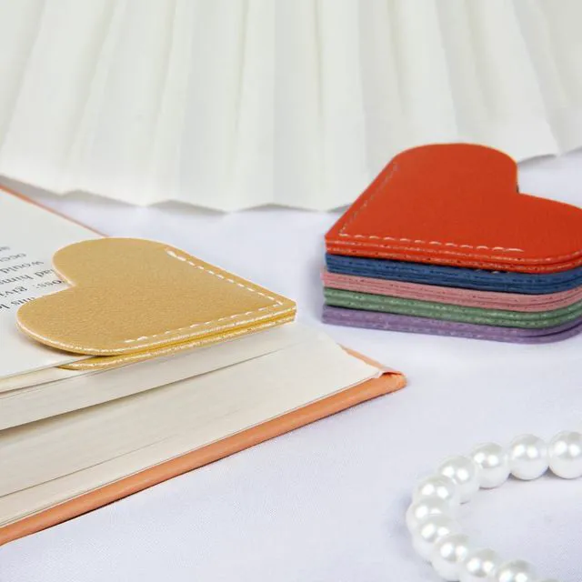 Alt view image 3 of 7 - Leather Heart Bookmarks - Kinsound 6 Pieces Cute Corner Page Book Marks for Teachers Students Book Reading Lovers, for School Office Home Supplies (Heart6pcs)