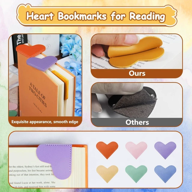 Alt view image 4 of 7 - Leather Heart Bookmarks - Kinsound 6 Pieces Cute Corner Page Book Marks for Teachers Students Book Reading Lovers, for School Office Home Supplies (Heart6pcs)