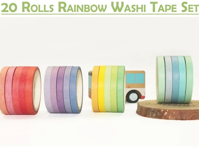 Alt view image 3 of 7 - Maartla 20 Rolls Washi Tape Set, Rainbow Washi Tape Colorful Masking Tape 7.5mm Wide, Thin Decorative Tape for Bullet Journal, Book, Planner, Scrapbooking, DIY Arts Crafts