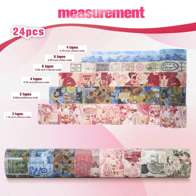 Alt view image 2 of 7 - FTTELK 24 Rolls Flower Decorative Washi Tape Set(Romantic Eternal Series) | Adhesive Wahi Tape For DIY Art Crafts,Planners, Bullet Journaling,Gift Wrapping,Scrapbooking and Junk Journal Supplies