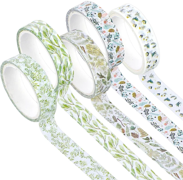 Alt view image 7 of 7 - 5 Rolls Washi Tape for Journaling, Skinny Decorative Tapes Green Prints | Skinny Slim Masking Tapes for Arts, DIY Crafts, Nature Journals, Planners, Scrapbooking, Wrapping
