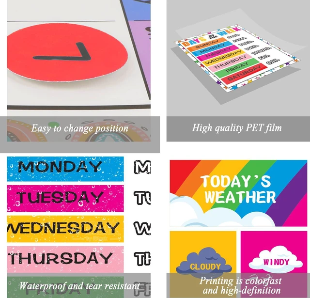 Alt view image 4 of 7 - Calendar Bulletin Board Set Calendar Seasons Weather Chart CTP Bulletin Board and Classroom Decoration with Seasons, Weather, and Days of the Week Chart, Back to School Decorations