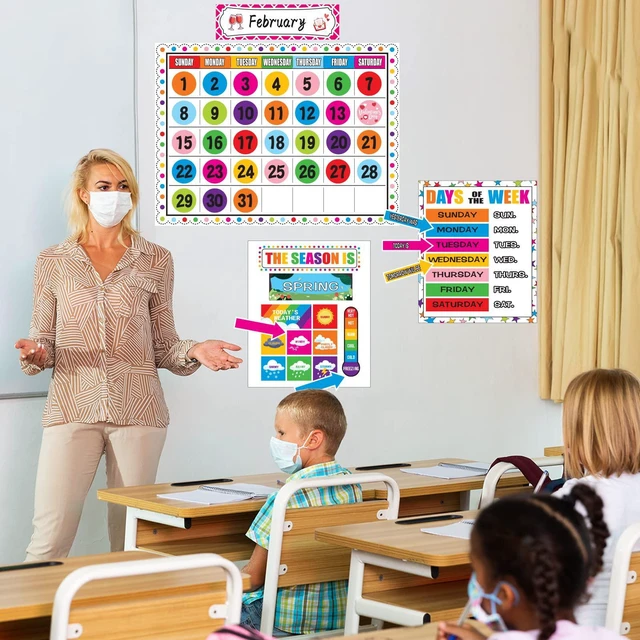 Alt view image 7 of 7 - Calendar Bulletin Board Set Calendar Seasons Weather Chart CTP Bulletin Board and Classroom Decoration with Seasons, Weather, and Days of the Week Chart, Back to School Decorations