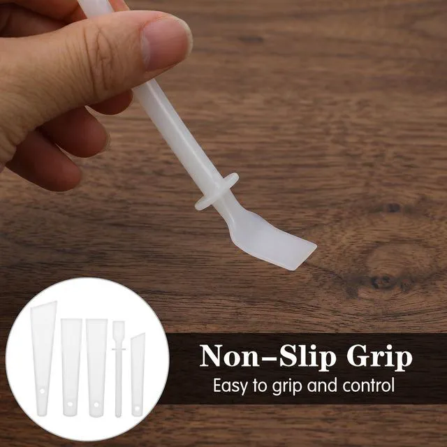 Alt view image 6 of 7 - Ymapinc 5Pcs Applicator Glue Spreaders, Woodwork DIY Craft Art Projects | Plastic Scraper Sticks for Wood Glue, Easy Clean Spreader for Leatherwork